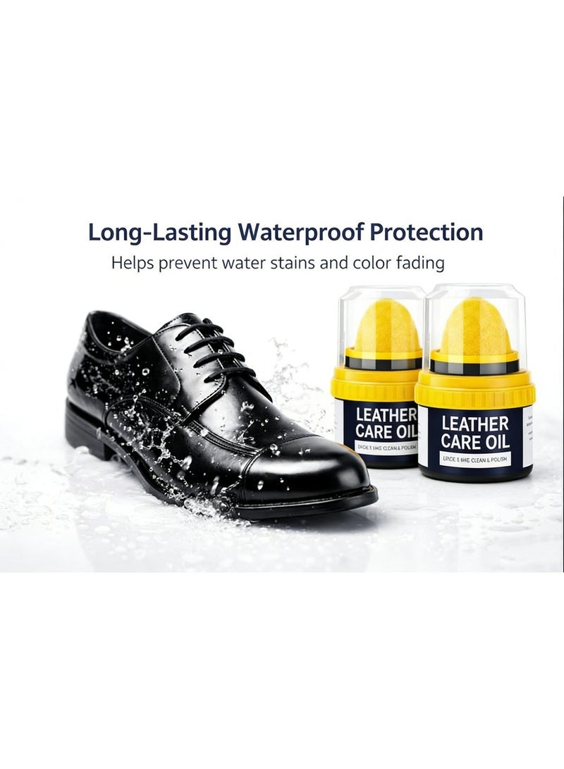 2-Pack Leather Care Oil with Built-in Sponge Applicator (Clear + Black) – Clean, Polish & Protect Leather Shoes, Bags, Sofas & Car Seats - Image 4